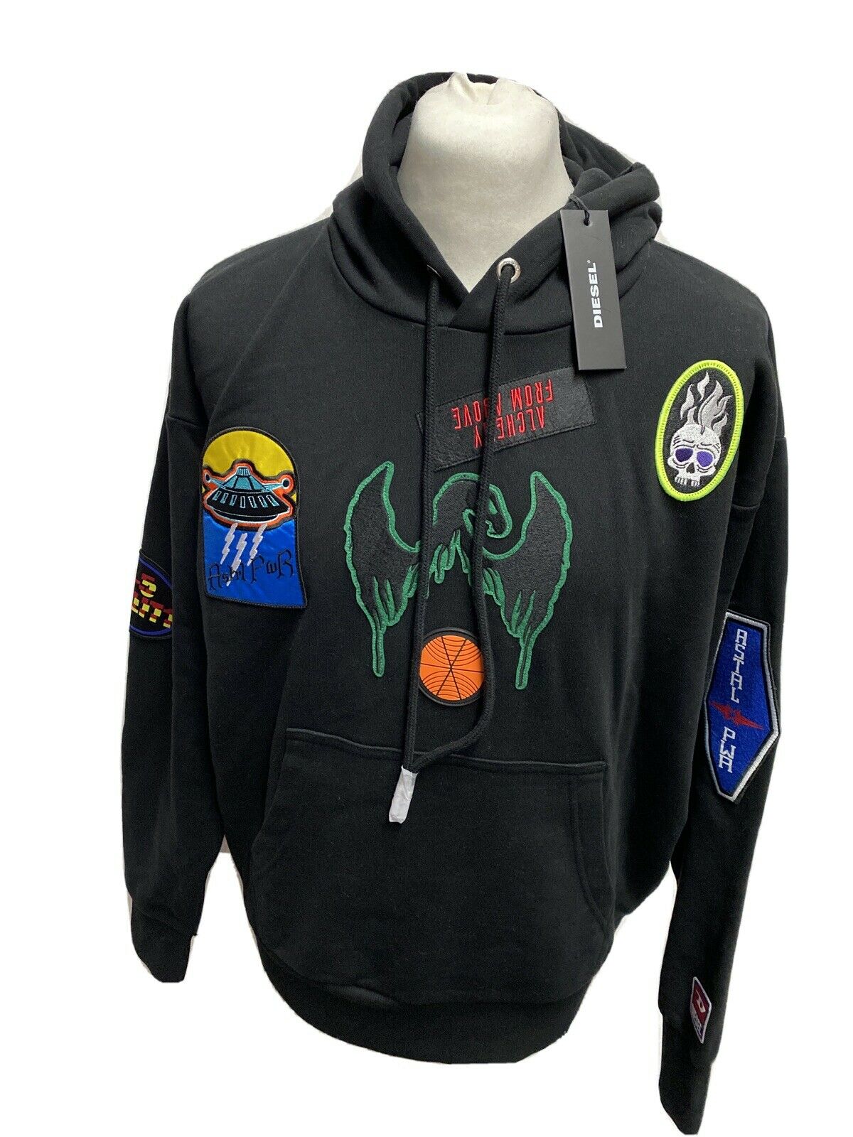 Diesel Herren Kapuzenpullover – Regular Fit, Baumwollmischung, Mit Logo-Print